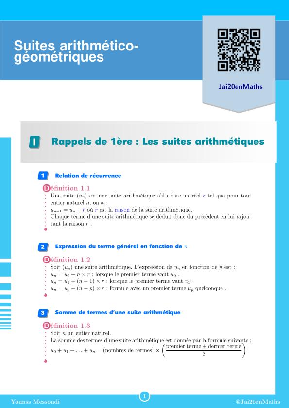 Fiche d'exercices maths Terminale - Option mathématiques complémentaires - Suites arithmético-géométriques